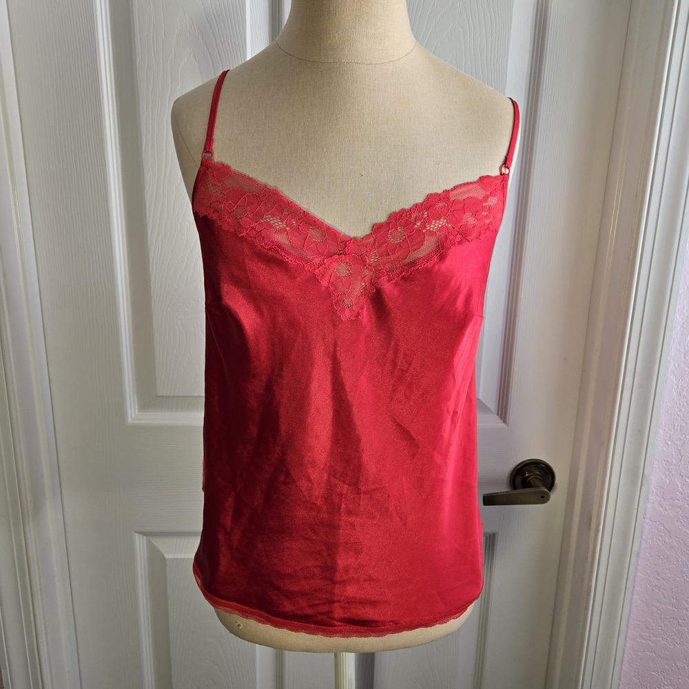 Victoria's Secret Red‎ Satin And Lace Camisole Top Women's Size Small Lingerie